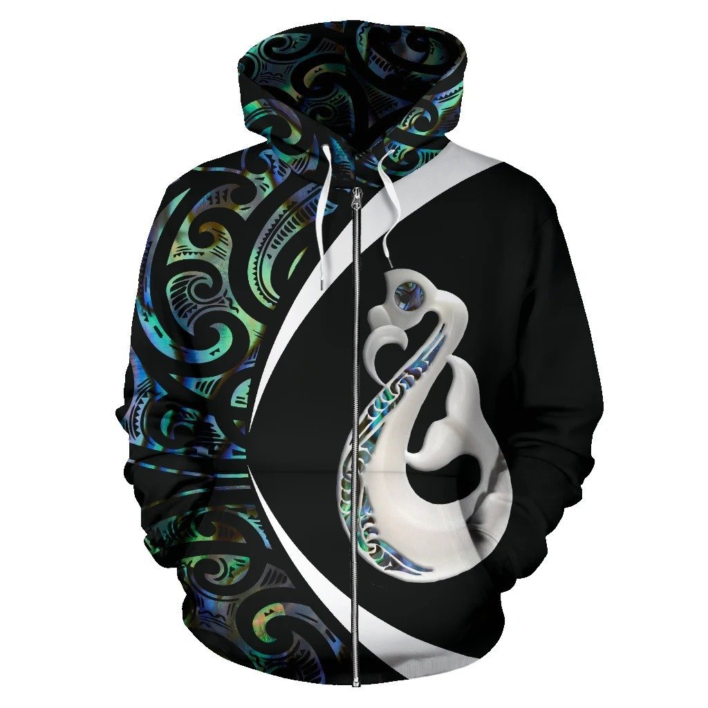 The maori Manaia Paua Shell Circle Style HC15901-Apparel-Huyencass-Zipped Hoodie-S-Vibe Cosy™