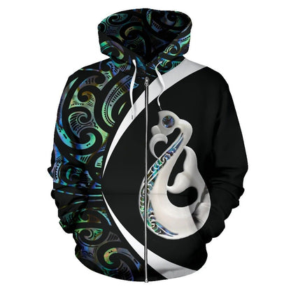 The maori Manaia Paua Shell Circle Style HC15901-Apparel-Huyencass-Zipped Hoodie-S-Vibe Cosy™