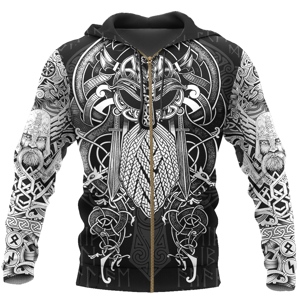 3D All Over Printed Viking Odin Hoodie-Apparel-HP Arts-ZIPPED HOODIE-S-Vibe Cosy™
