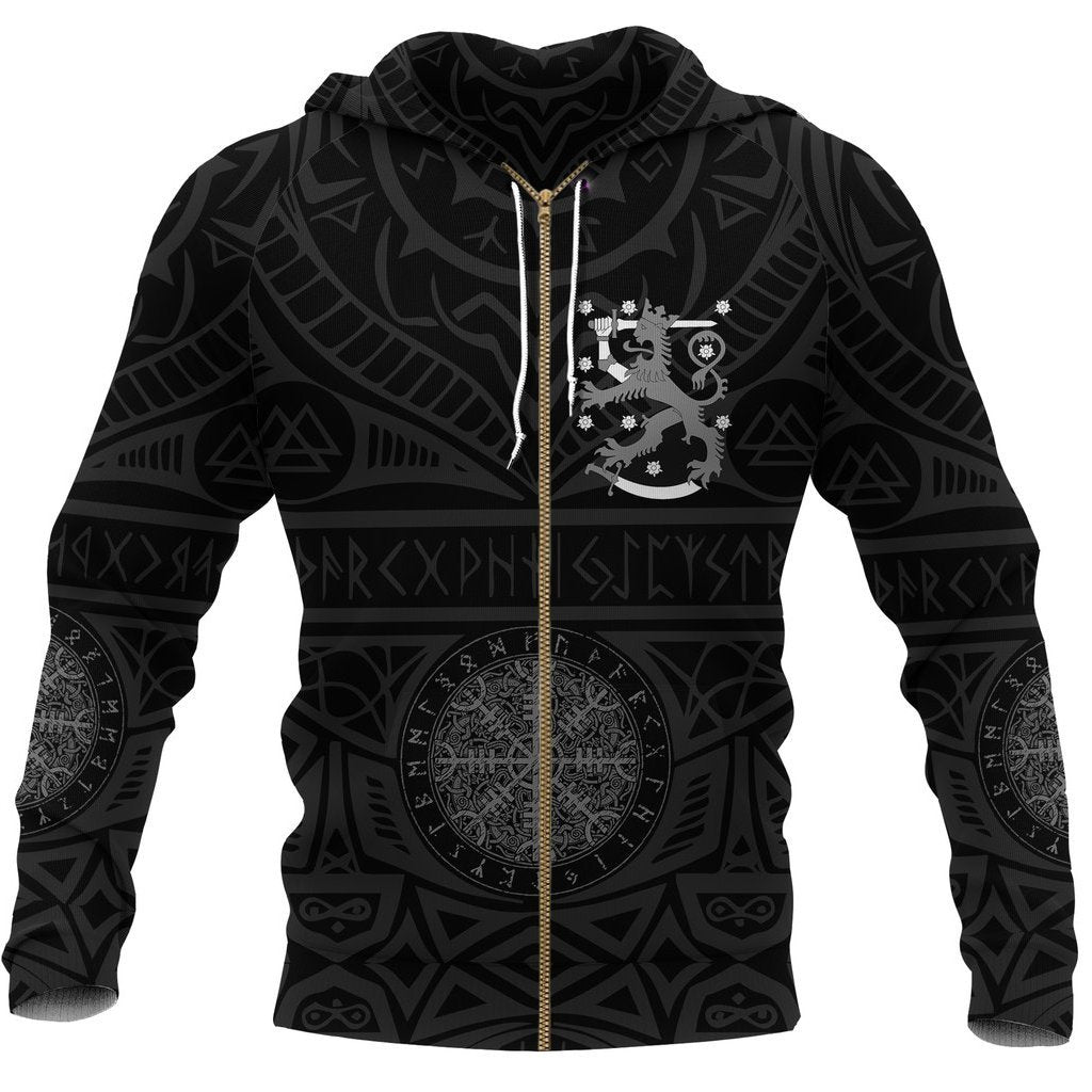 Finland Vikings Tattoo Hoodie-ALL OVER PRINT HOODIES-HP Arts-Zipped-Up Hoodie-S-Vibe Cosy™