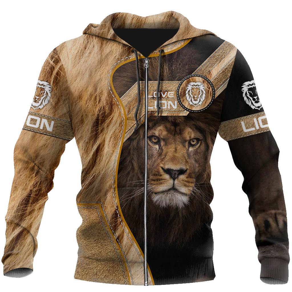 Love Lion 3D all over printed shirts for men and women TR1106201-Apparel-Huyencass-Zipped Hoodie-S-Vibe Cosy™