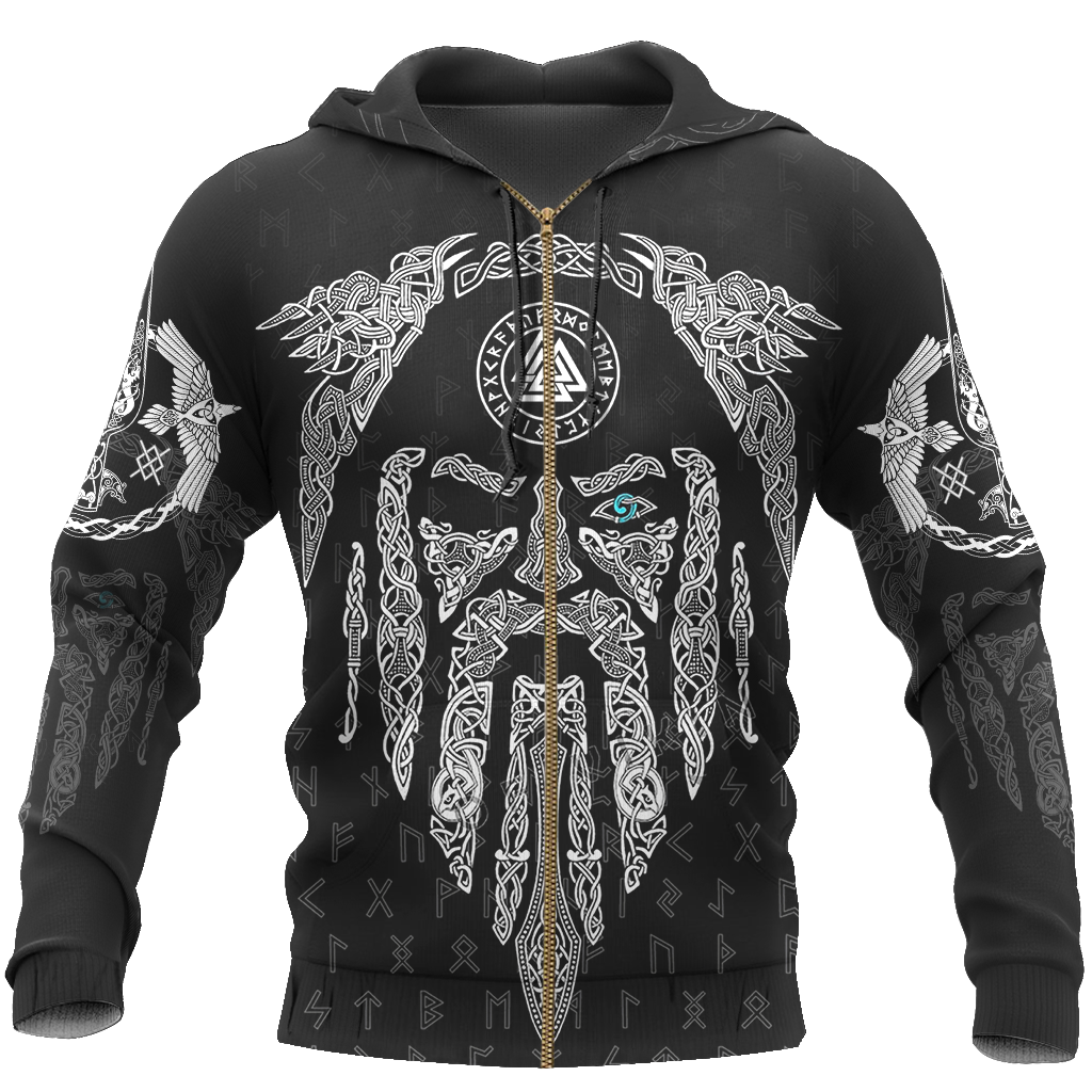 3D All Over Printed Raven And Odin version 1.0-Apparel-HP Arts-ZIPPED HOODIE-S-Vibe Cosy™