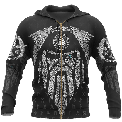 3D All Over Printed Raven And Odin version 1.0-Apparel-HP Arts-ZIPPED HOODIE-S-Vibe Cosy™