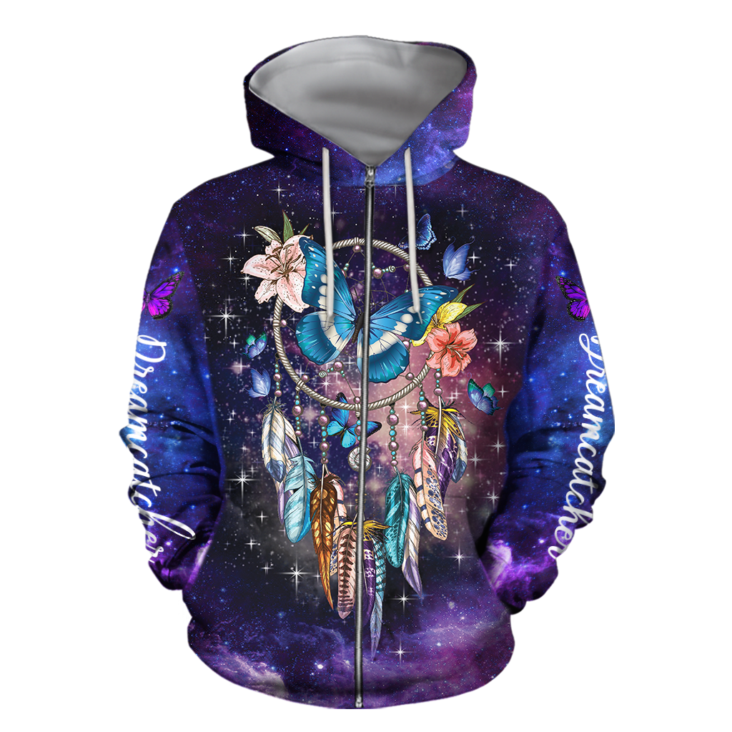 3D All Over Print Dreamcatcher Butterfly Art Hoodie-Apparel-TA-Zipped Hoodie-S-Vibe Cosy™