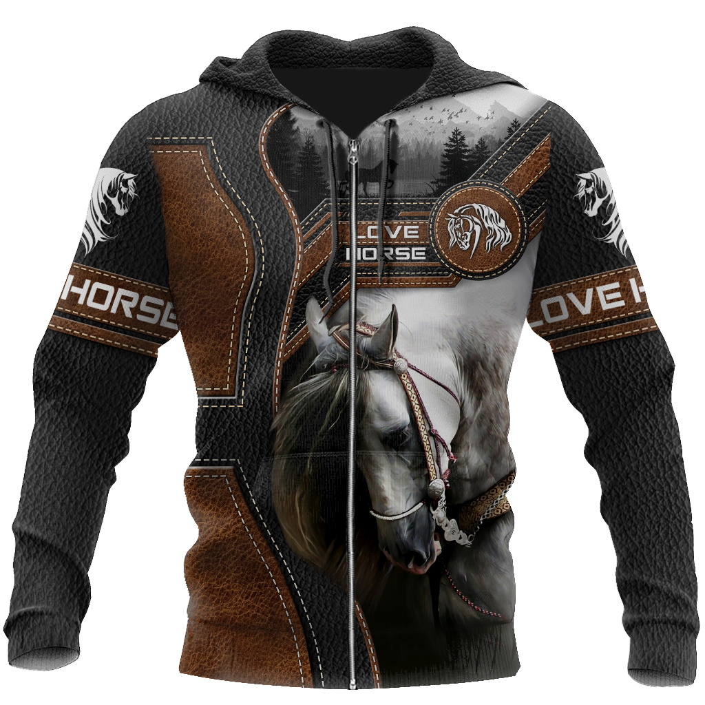 Love Beautiful Horse 3D All Over Printed Shirts For Men And Women TR1505203S-Apparel-MP-Zipped Hoodie-S-Vibe Cosy™