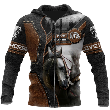 Love Beautiful Horse 3D All Over Printed Shirts For Men And Women TR1505203S-Apparel-MP-Zipped Hoodie-S-Vibe Cosy™