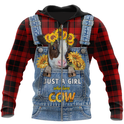 Farmer Style Cow Sunflower 3D All Over Print  Hoodie TR0909203