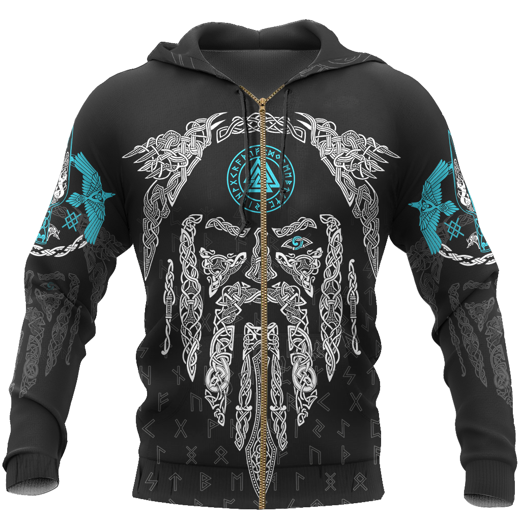 3D All Over Printed Raven And Odin version 2.0-Apparel-HP Arts-ZIPPED HOODIE-S-Vibe Cosy™
