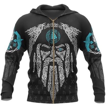 3D All Over Printed Raven And Odin version 2.0-Apparel-HP Arts-ZIPPED HOODIE-S-Vibe Cosy™
