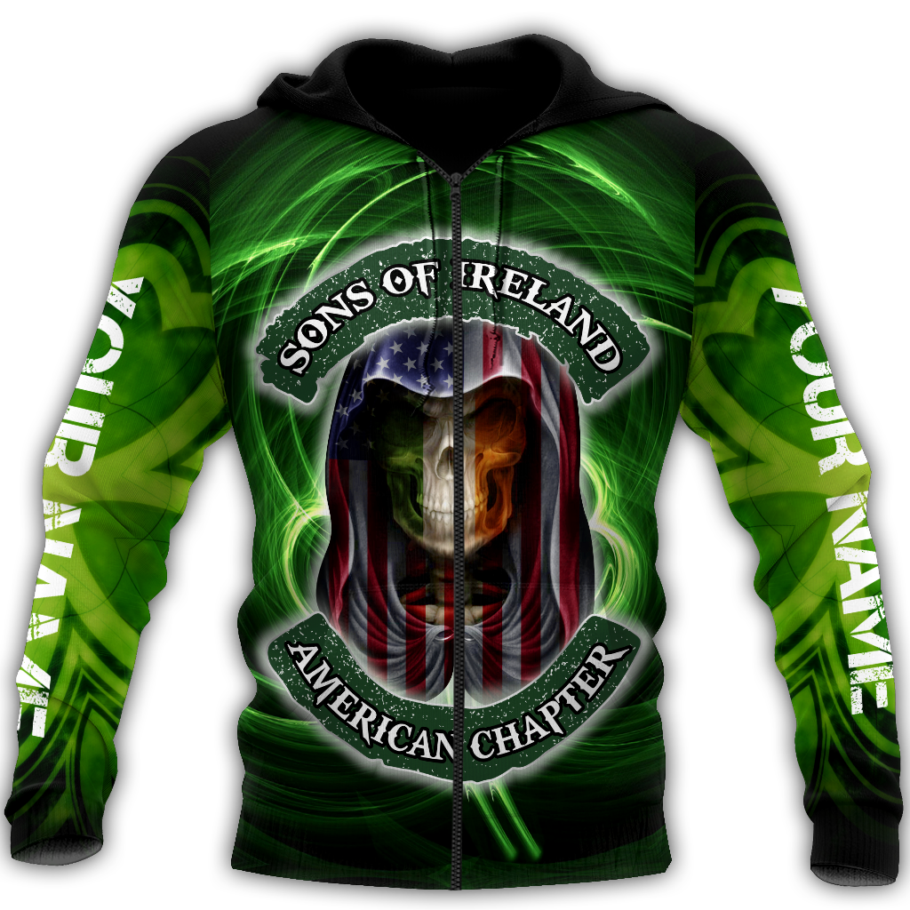 3D All Over Printed  Skull Irish St Patrick Day Unisex Shirts Custom Name XT