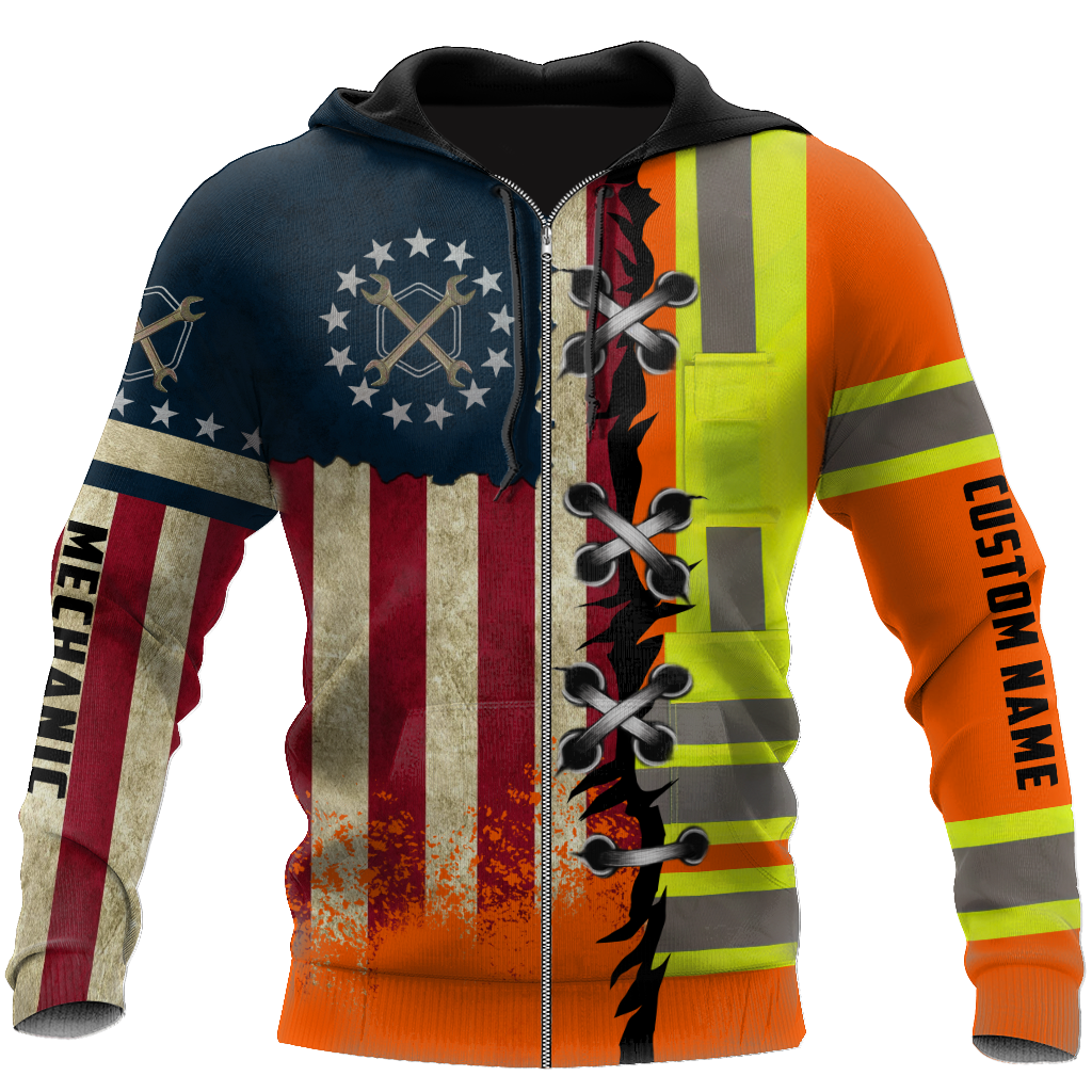 Personalized Mechanic American Flag Hoodie Shirt for Men and Women TR0710201