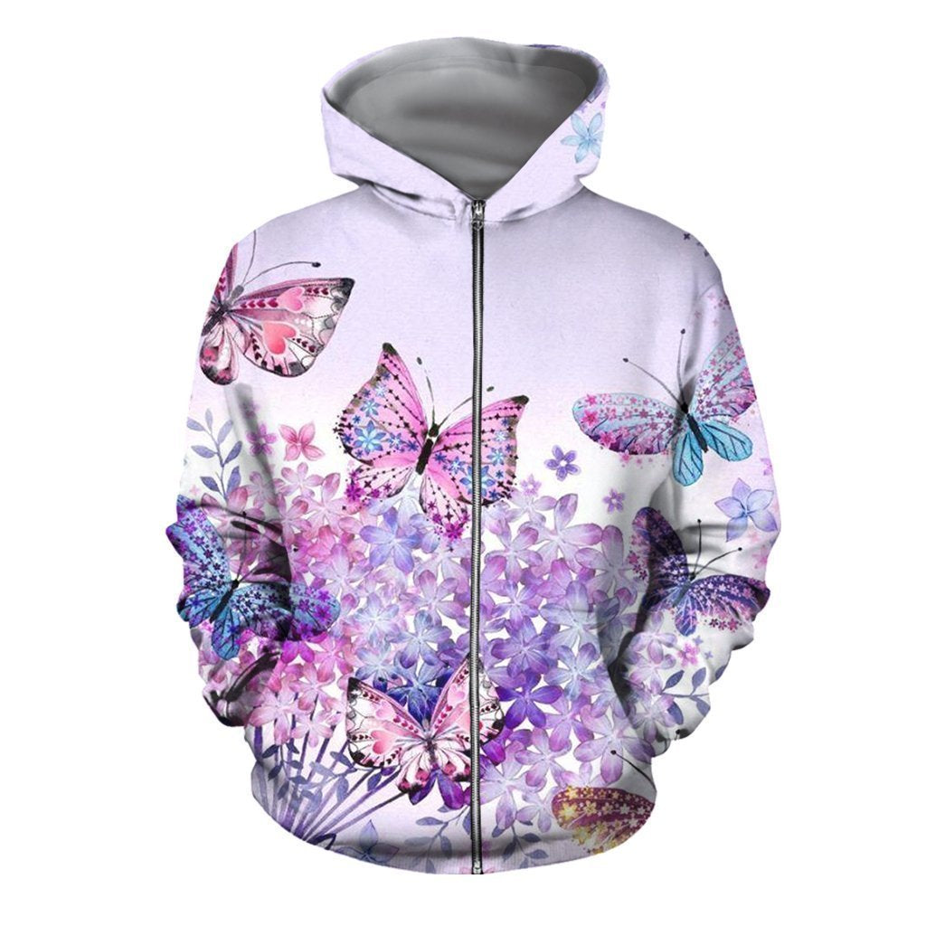 3D All Over Printed Butterflies Clothes-Apparel-6teenth World-ZIPPED HOODIE-S-Vibe Cosy™