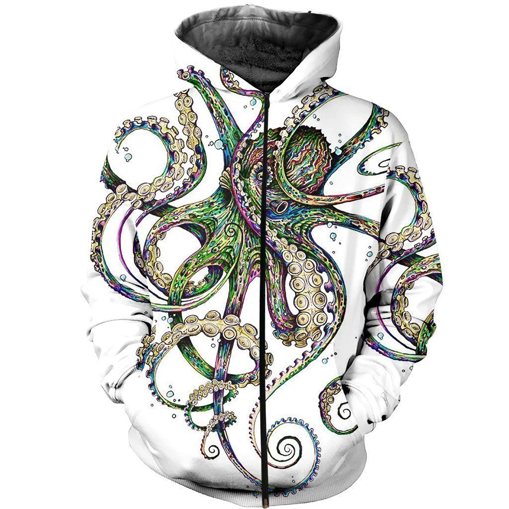 3D All Over Printed Octopsychedelia Shirts and Shorts-Apparel-HP Arts-ZIPPED HOODIE-S-Vibe Cosy™