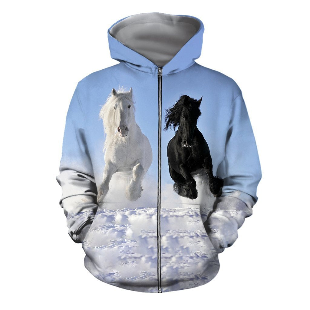 3D All Over Printed Horse Shirts And Shorts-Apparel-HP Arts-ZIPPED HOODIE-S-Vibe Cosy™