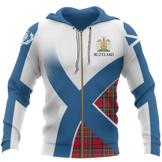 Scottish Flag Tartan Hoodie-Apparel-HD09-Zip Hoodie-S-Vibe Cosy™