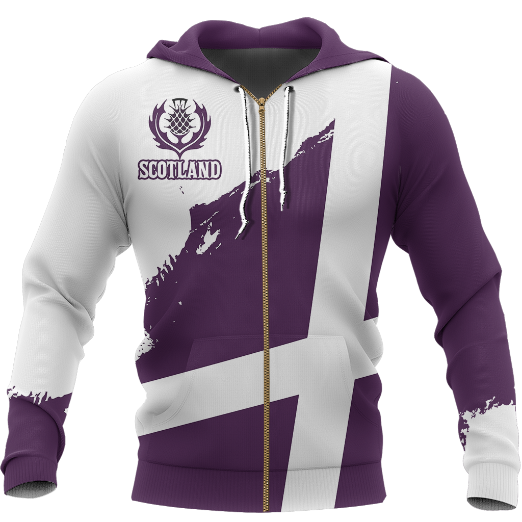 Scotland Flag Pullover Hoodie Brush Style (Purple)-Apparel-HD09-Zip Hoodie-S-Vibe Cosy™