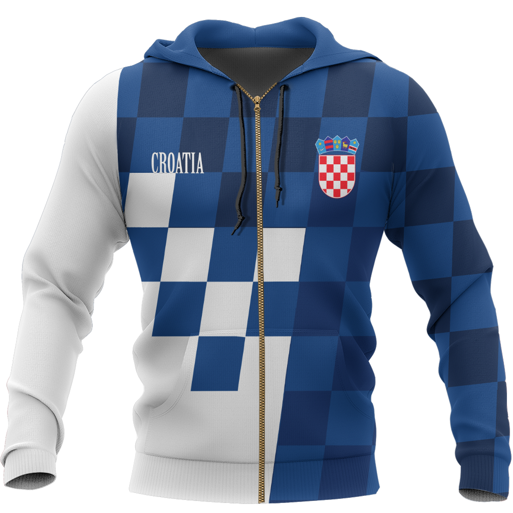 Croatia Coat Of Arms Zip Hoodie Blue Version A02-Apparel-Khanh Arts-Zipped Hoodie-S-Vibe Cosy™