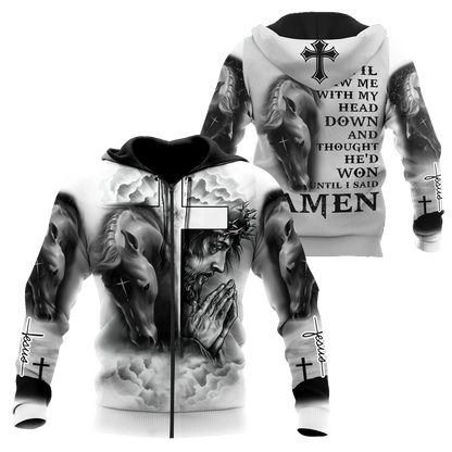 Horse And Jesus 3D All Over Printed Shirts For Men And Women TN