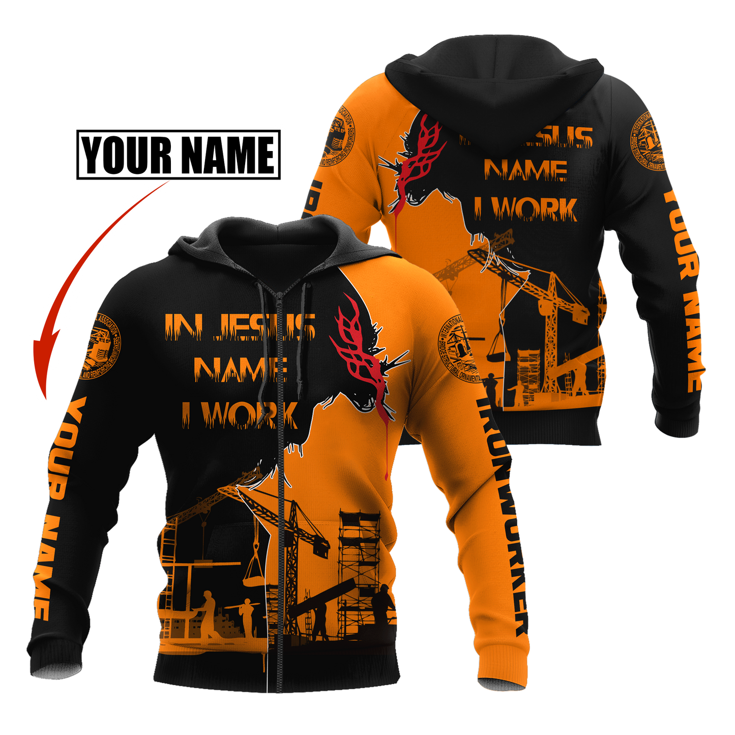 Personalized Ironworker In Jesus Name I Work 3D Printed Unisex Shirts TN